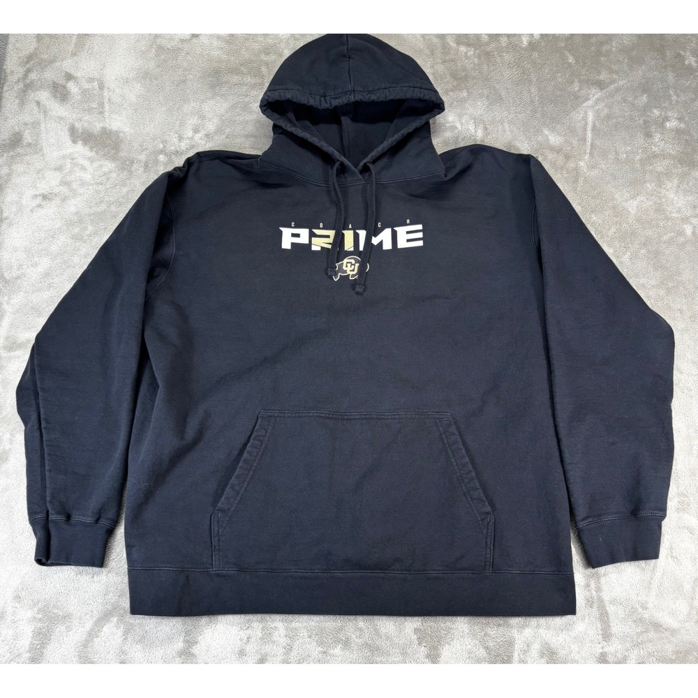Port & Company Hoodie Men 2XL Black Excellent Coach Prime CU Buffaloes Graphic